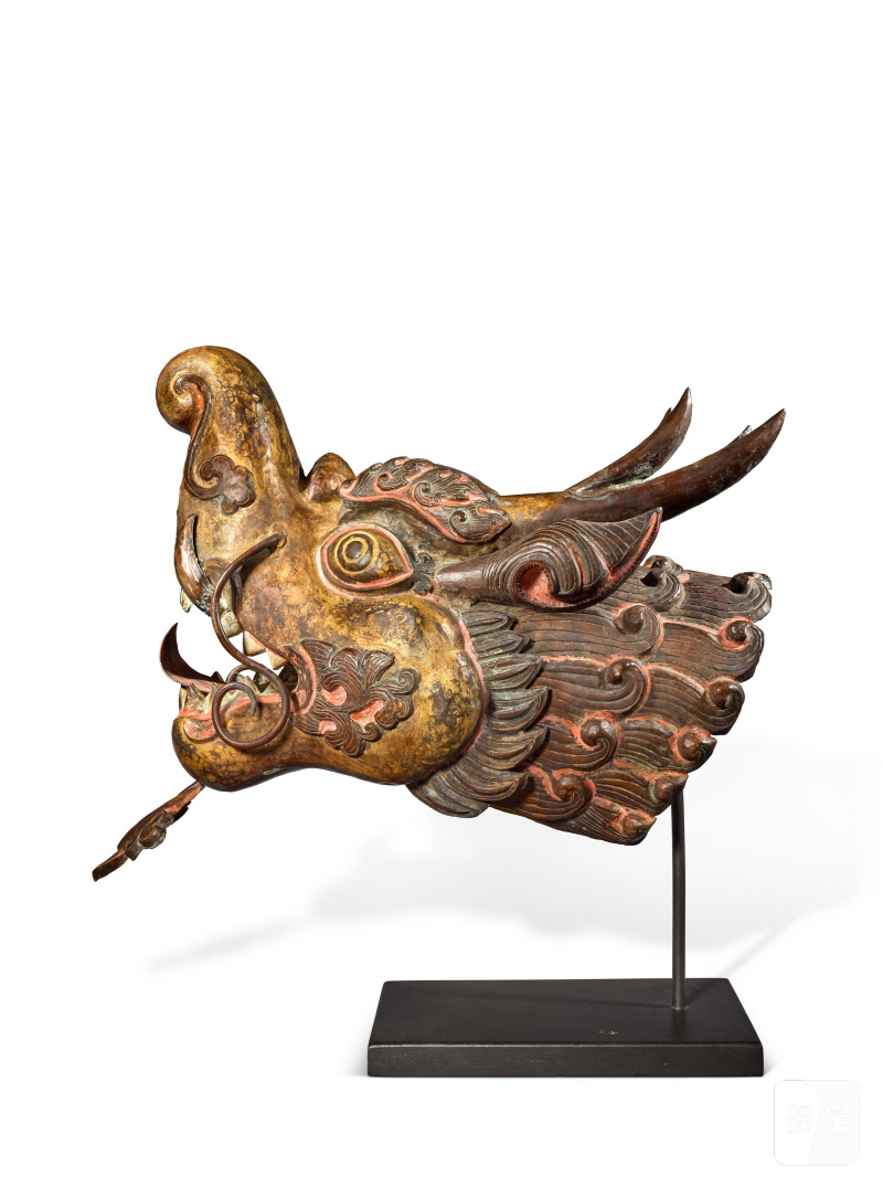TÊTE DE MAKARA EN BRONZE PARTIELLEMENT DORÉ ET POLYCHROME  TIBET, XIXE SIÈCLE - 图4